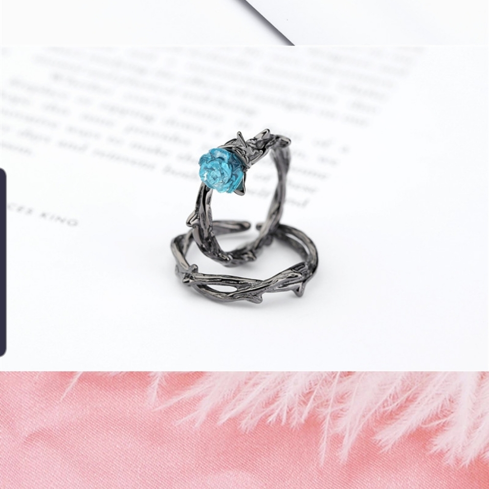 2 Pcs/Set Black Color Rose Flowers Thorns Design F